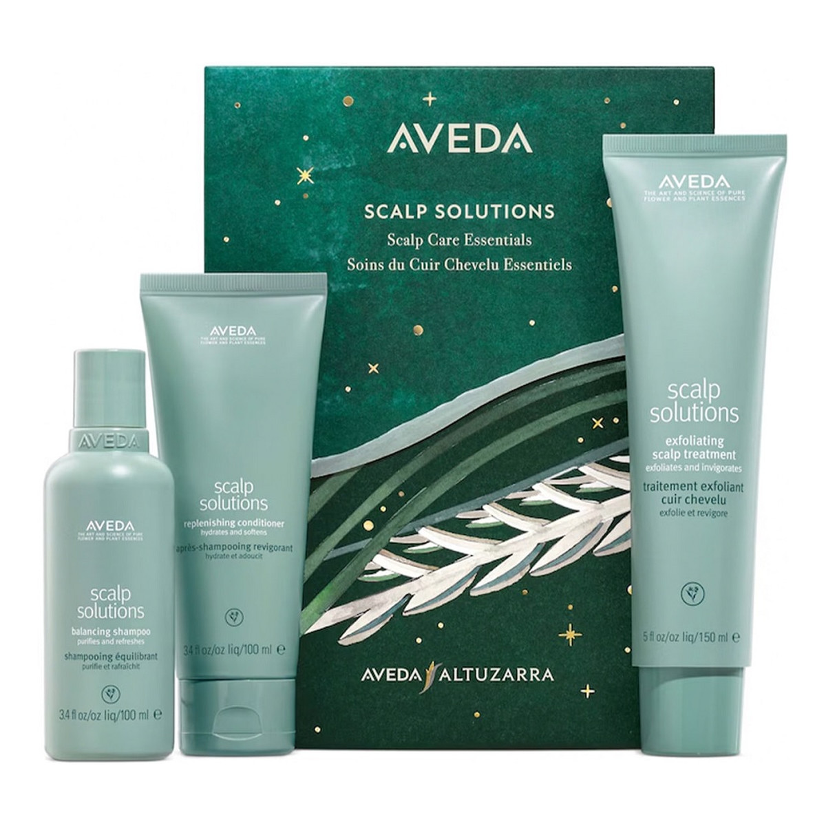 Aveda Scalp Solutions Zestaw szampon do włosów 100ml + odżywka do włosów 100ml + kuracja złuszczająca do skóry głowy 150ml