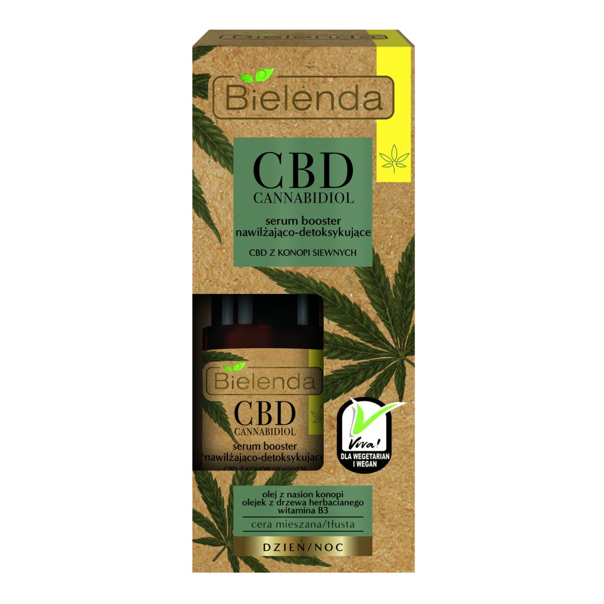 Bielenda CBD Cannabidiol serum booster nawilżająco-detoksykujące z CBD z konopi siewnych do cery mieszanej i tłustej 15ml