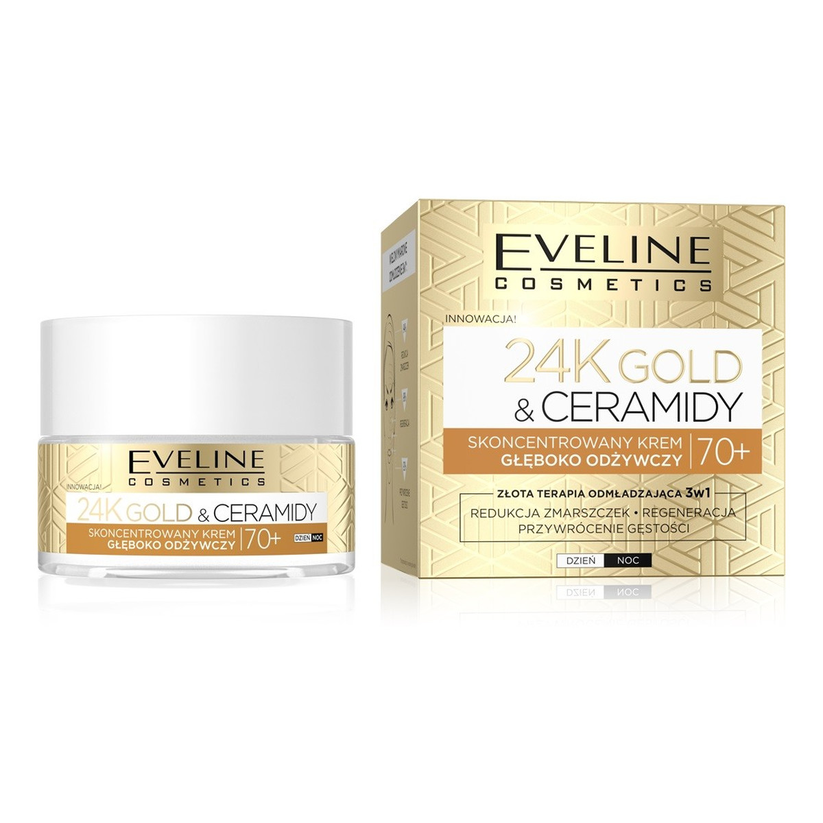 Eveline 24K Gold&Ceramidy Krem Do Twarzy Głęboko Odżywczy 70+ 50ml