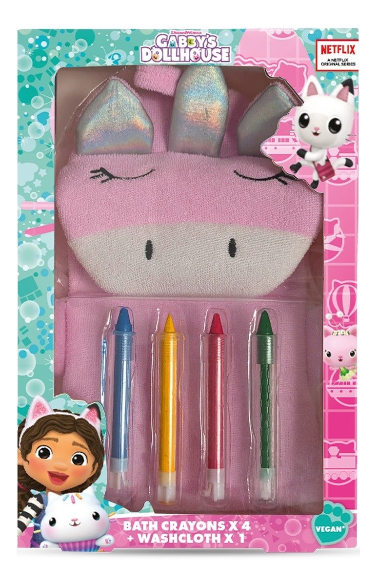 Kids kredki kąpielowe-4 sztuki-gabi koci domek + myjka