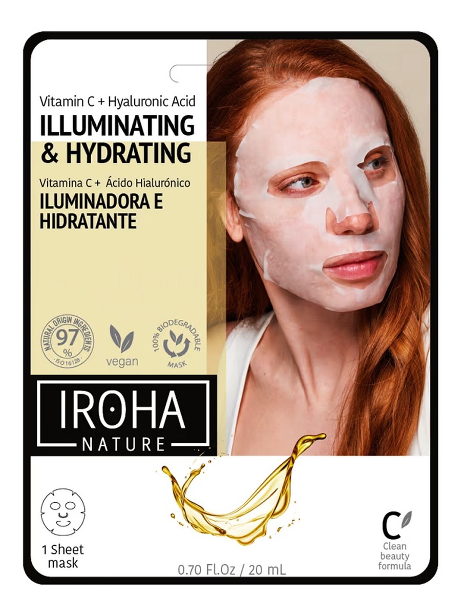 Illuminating & hydrating tissue face mask rozświetlająco-nawilżająca maska w płachcie z witaminą c i kwasem hialuronowym