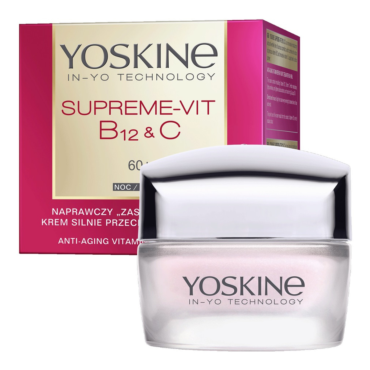 Yoskine Supreme-Vit B12 + C naprawczy Krem silnie przeciwzmarszczkowy do twarzy na noc 60+ 50ml