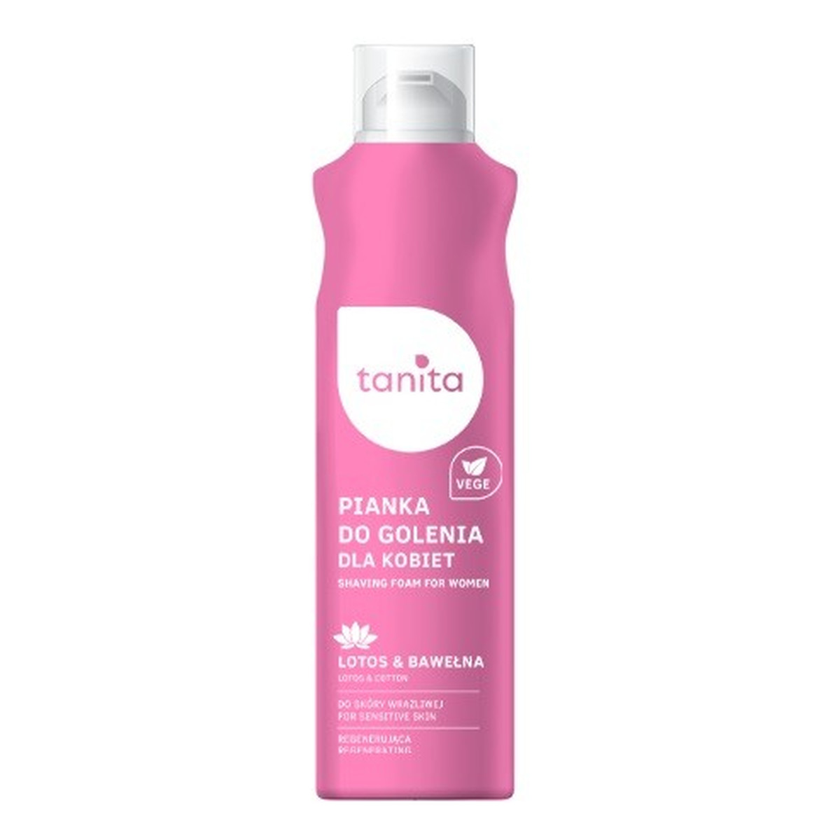 Tanita Vegan Pianka do golenia dla kobiet do skóry wrażliwej Lotos & Bawełna 200ml