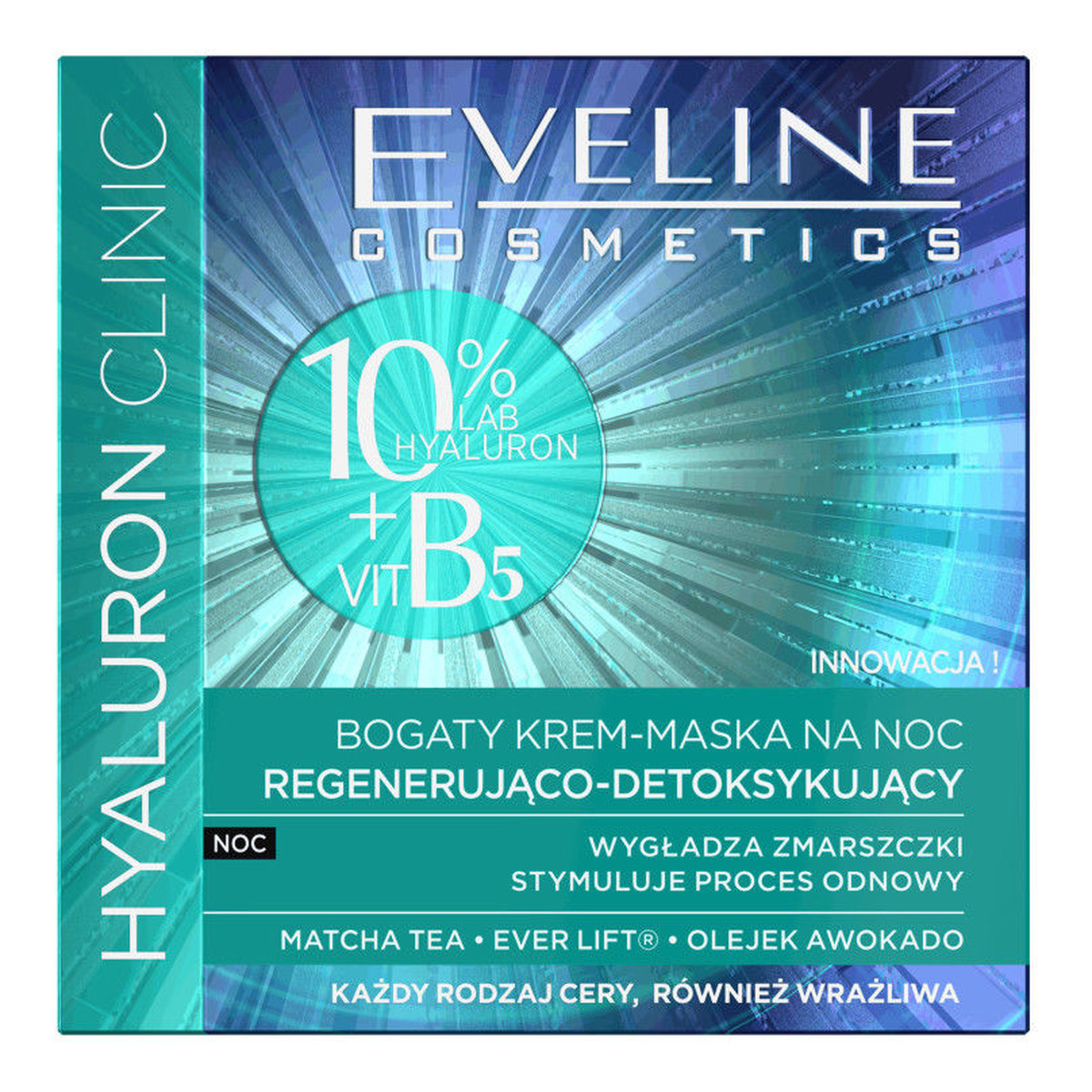 Eveline Hyaluron Clinic Bogaty Krem-Maska regenerująco-detoksykujący na noc 50ml