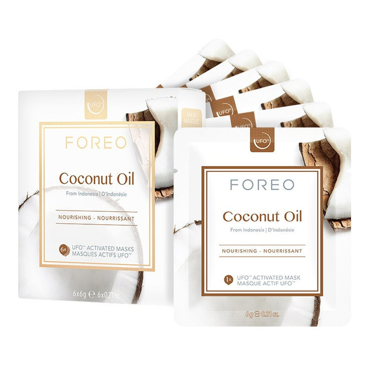 Foreo Ufo coconut oil mask odżywcza maseczka do twarzy dla odwodnionej skóry 6x6g 36g