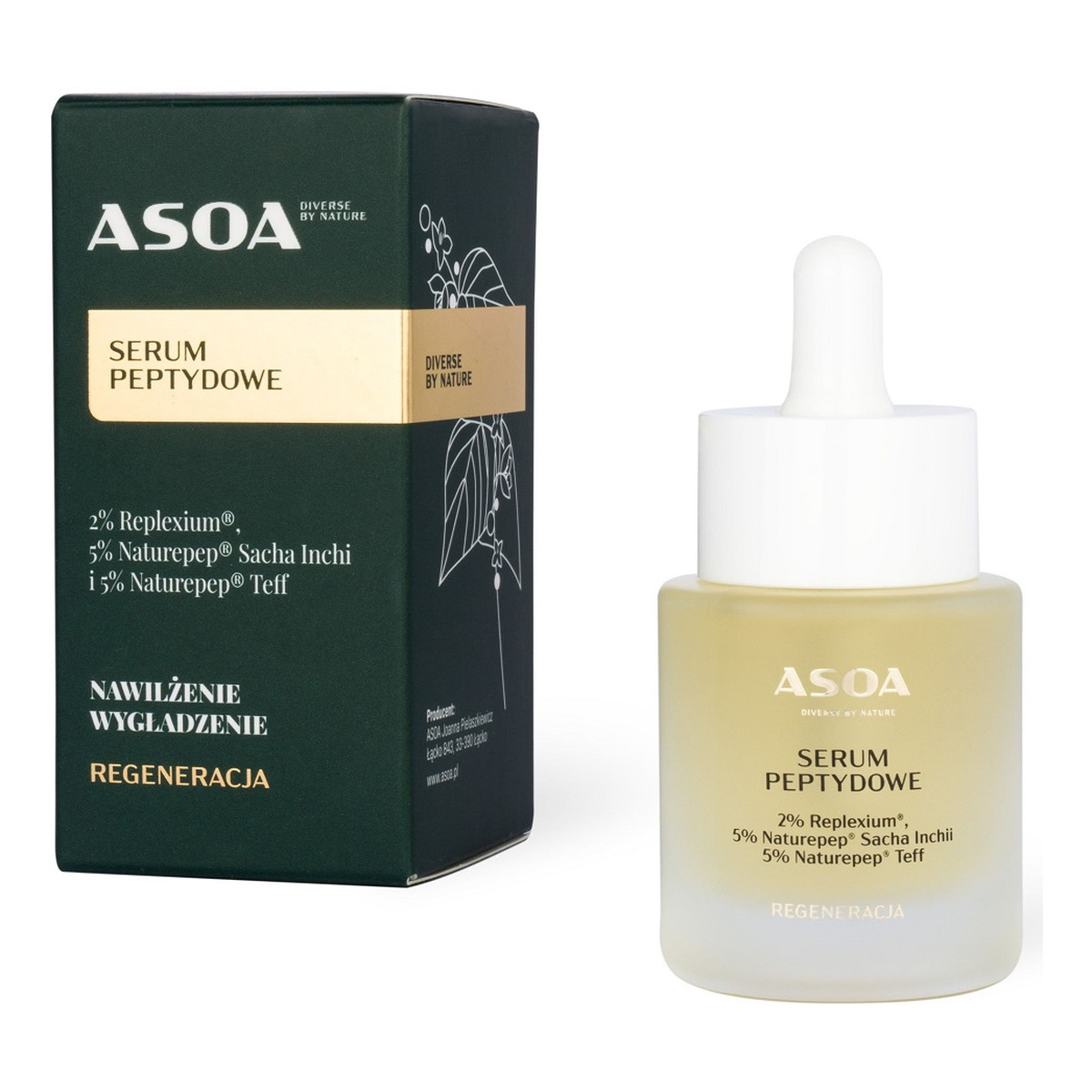 Asoa Serum peptydowe z 12% stężeniem peptydów 30ml