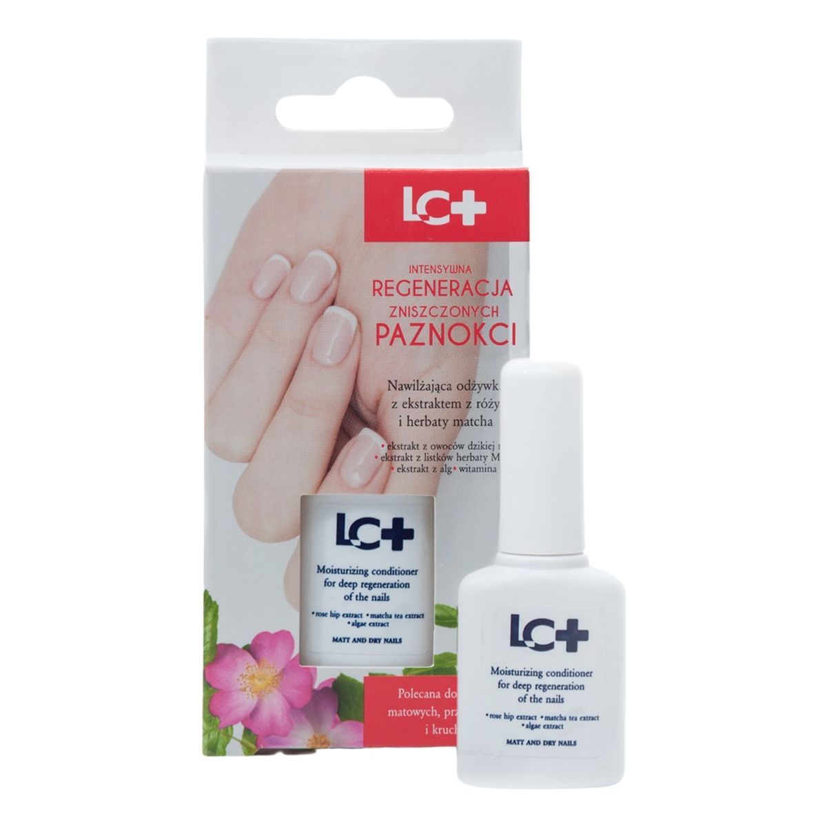 LC+ Nawilżająca odżywka do paznokci z ekstraktem z róży i herbaty matcha 11ml