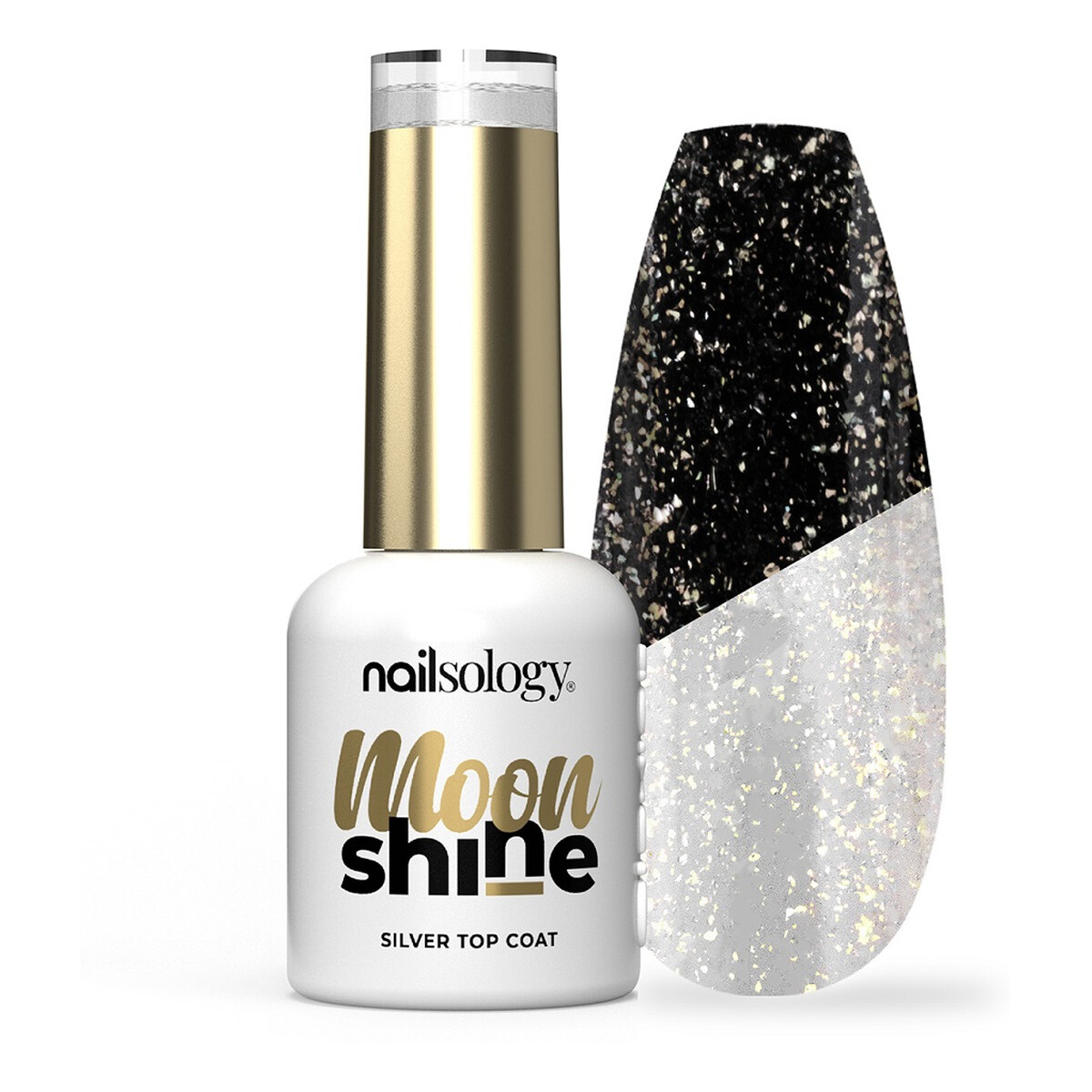 Clavier Nailsology moon shine brokatowy top hybrydowy srebrny 8ml