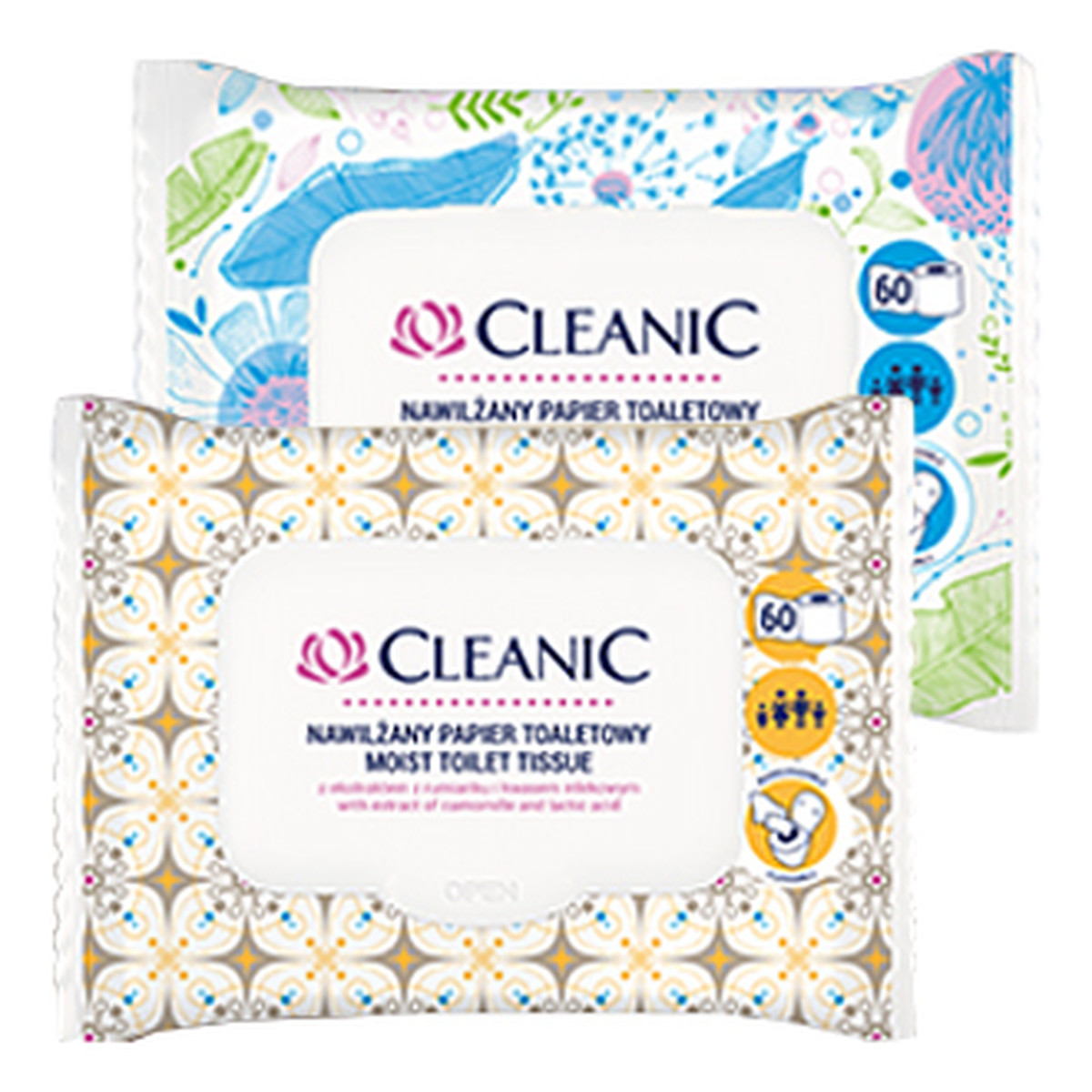 Cleanic Intimate nawilżany papier toaletowy 60szt