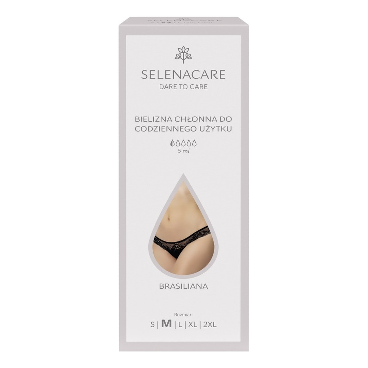 Selenacare Brazilian cut bielizna chłonna do codziennego użytku czarna m 5ml