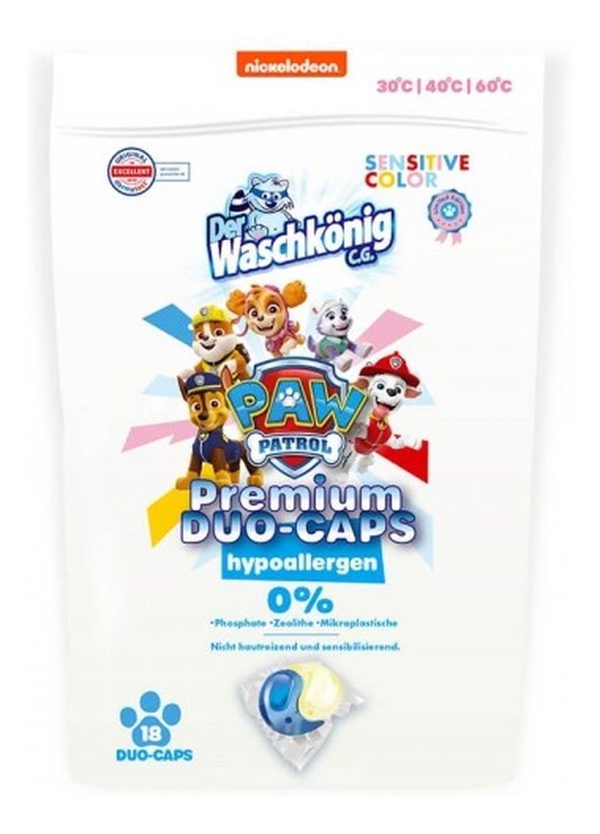 Premium duo-caps hypoallergen kapsułki do prania tkanin dla dzieci sensitive color 18szt