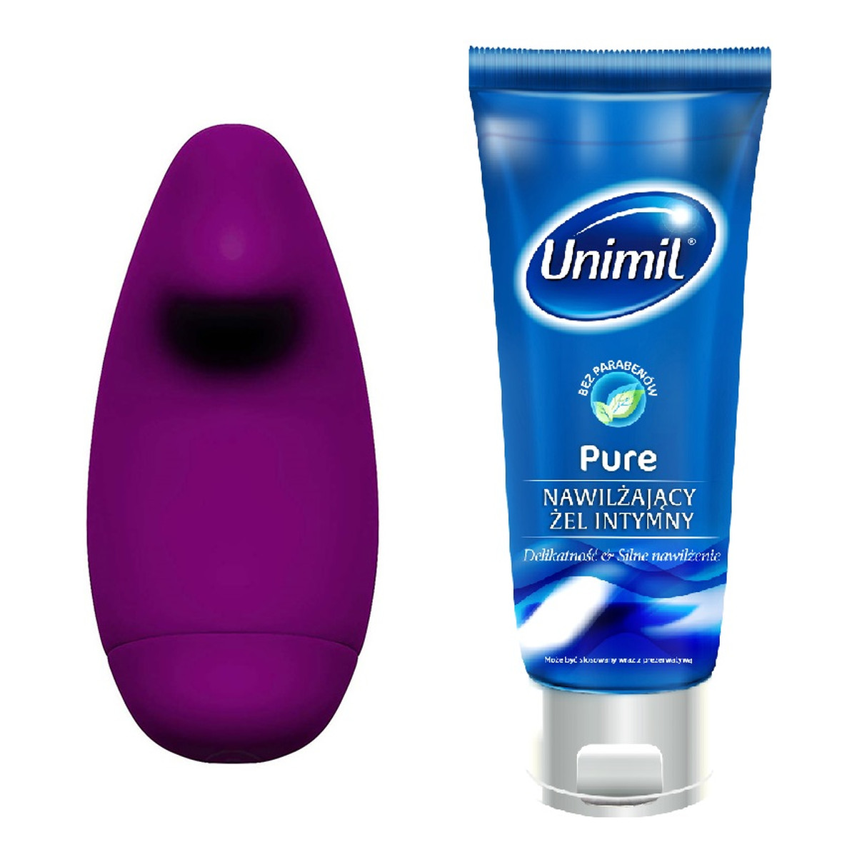 Unimil Discreet Clitoral Massager dyskretny wibrator do stymulacji łechtaczki + Pure nawilżający żel intymny 80ml