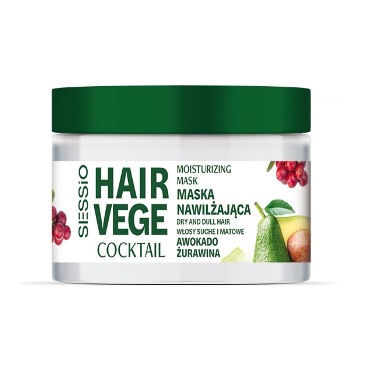 Sessio Hair Vege Coctail Maska nawilżająca z awokado i żurawiną 250ml