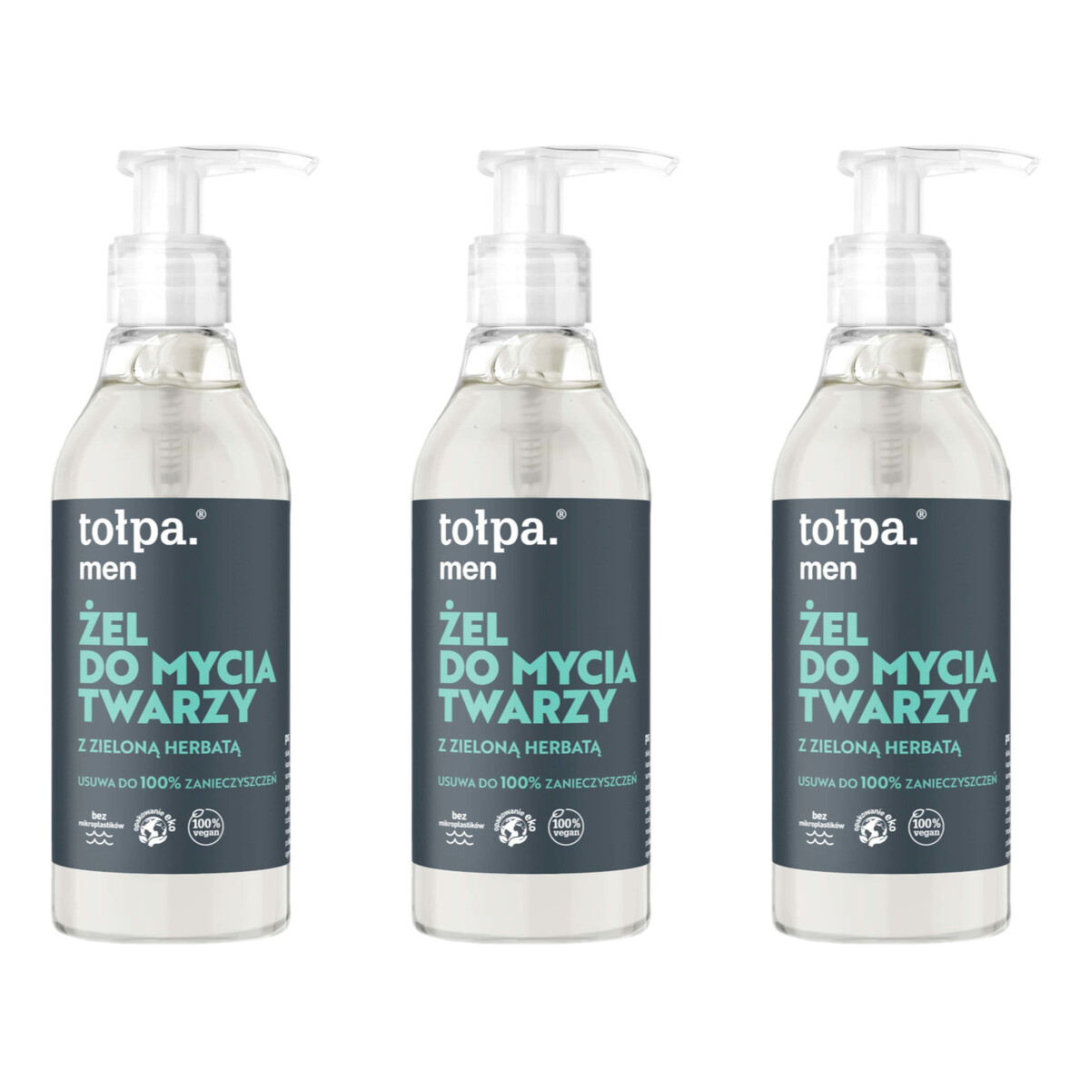 Tołpa Men Żel do Mycia Twarzy z Zieloną Herbatą 3x195ml