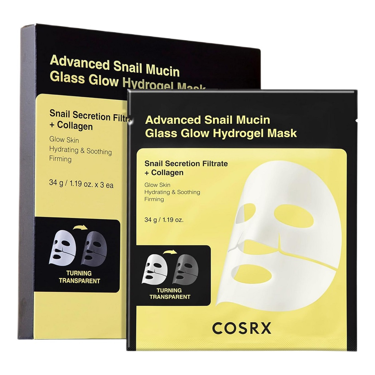 CosRx Advanced Snail Mucin Glass Glow Hydrogel Mask hydrożelowa maseczka w płachcie z mucyną ślimaka 34g