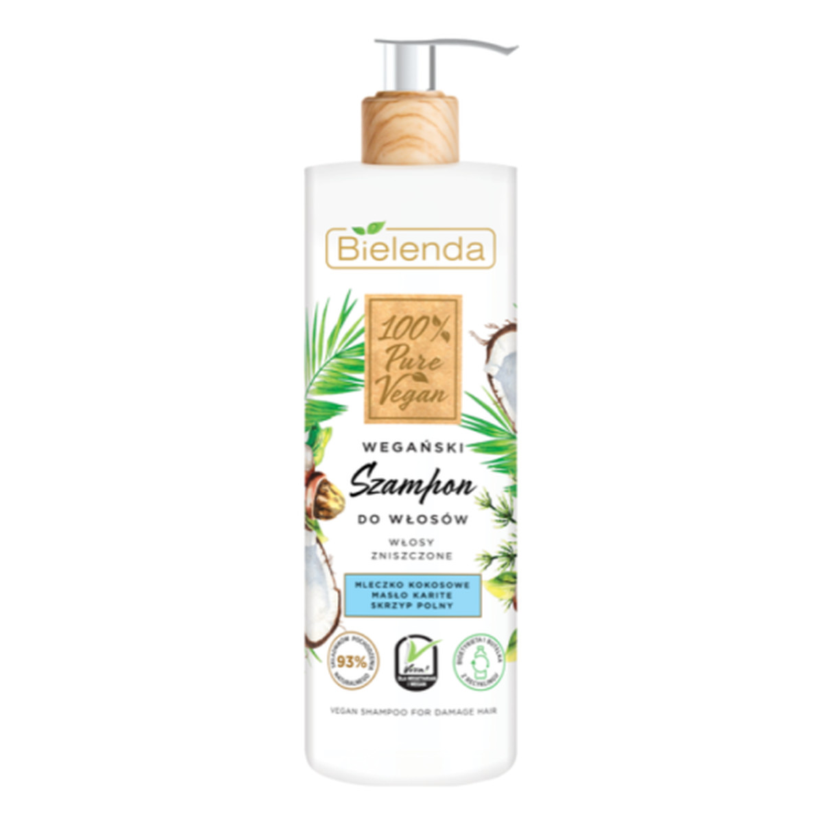 Bielenda 100% Pure Vegan Wegański Szampon do włosów zniszczonych 400g