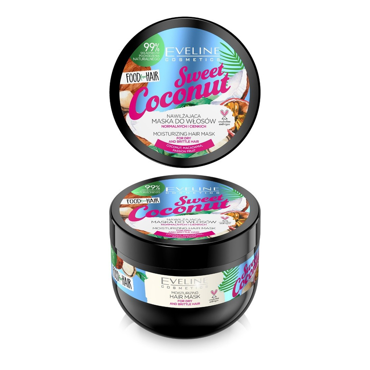 Eveline Food For Hair Sweet Coconut Maska do włosów normalnych i cienkich - nawilżenie i połysk 500ml