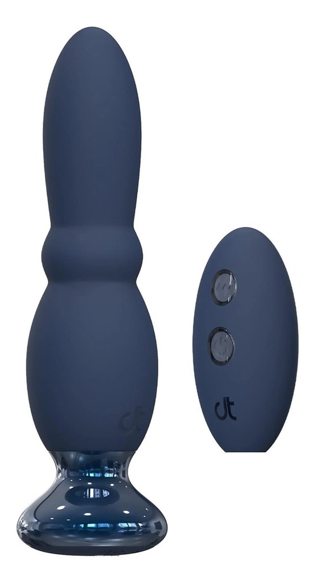 Glam beaded anal vibe wibrujący korek analny z pilotem granatowy
