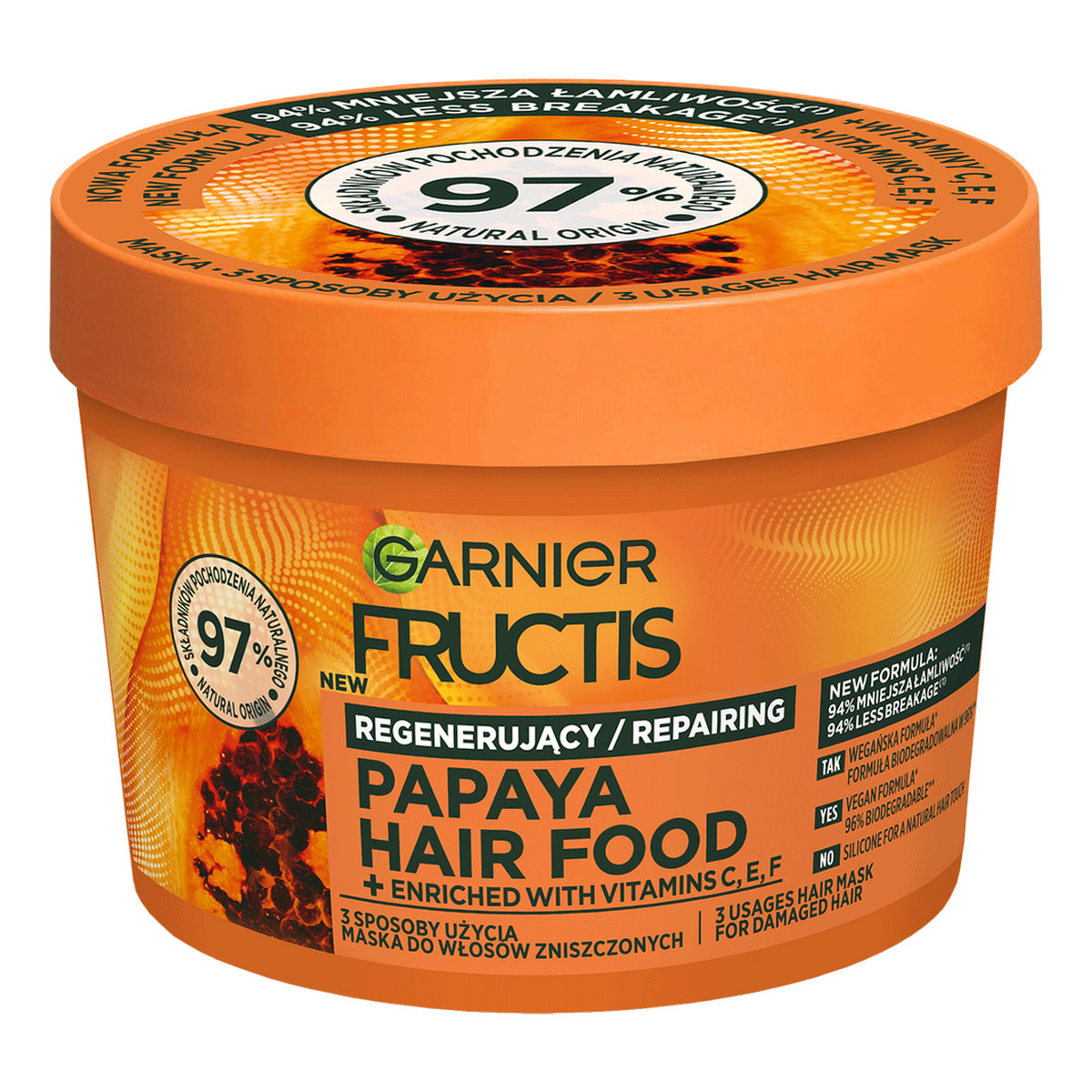 Garnier Fructis Papaya Hair Food Maska regenerująca do włosów zniszczonych 400ml