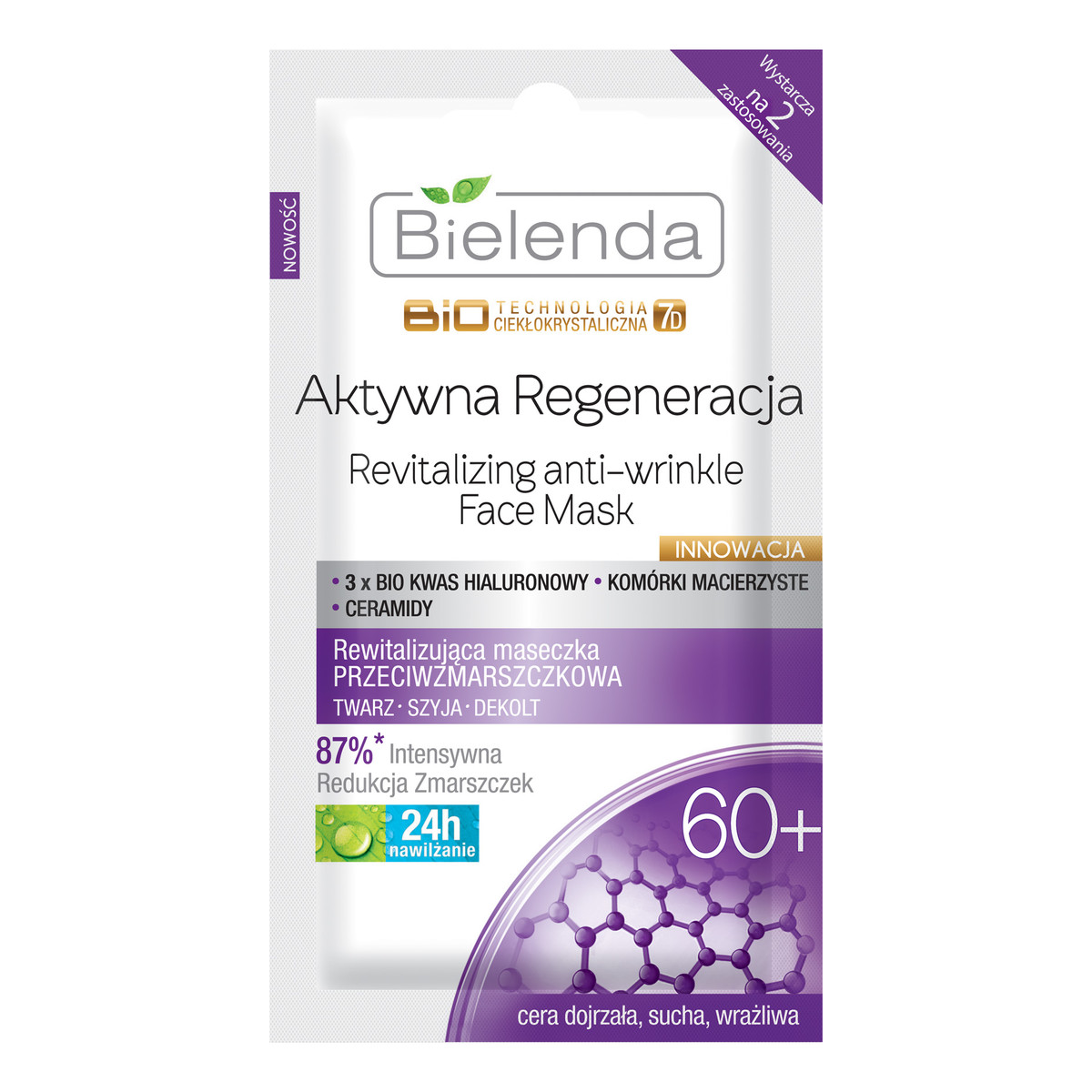 Bielenda Biotechnologia Ciekłokrystaliczna 7D Aktywna Regeneracja 60+ Rewitalizująca Maseczka Przeciwzmarszczkowa 60+ 10g