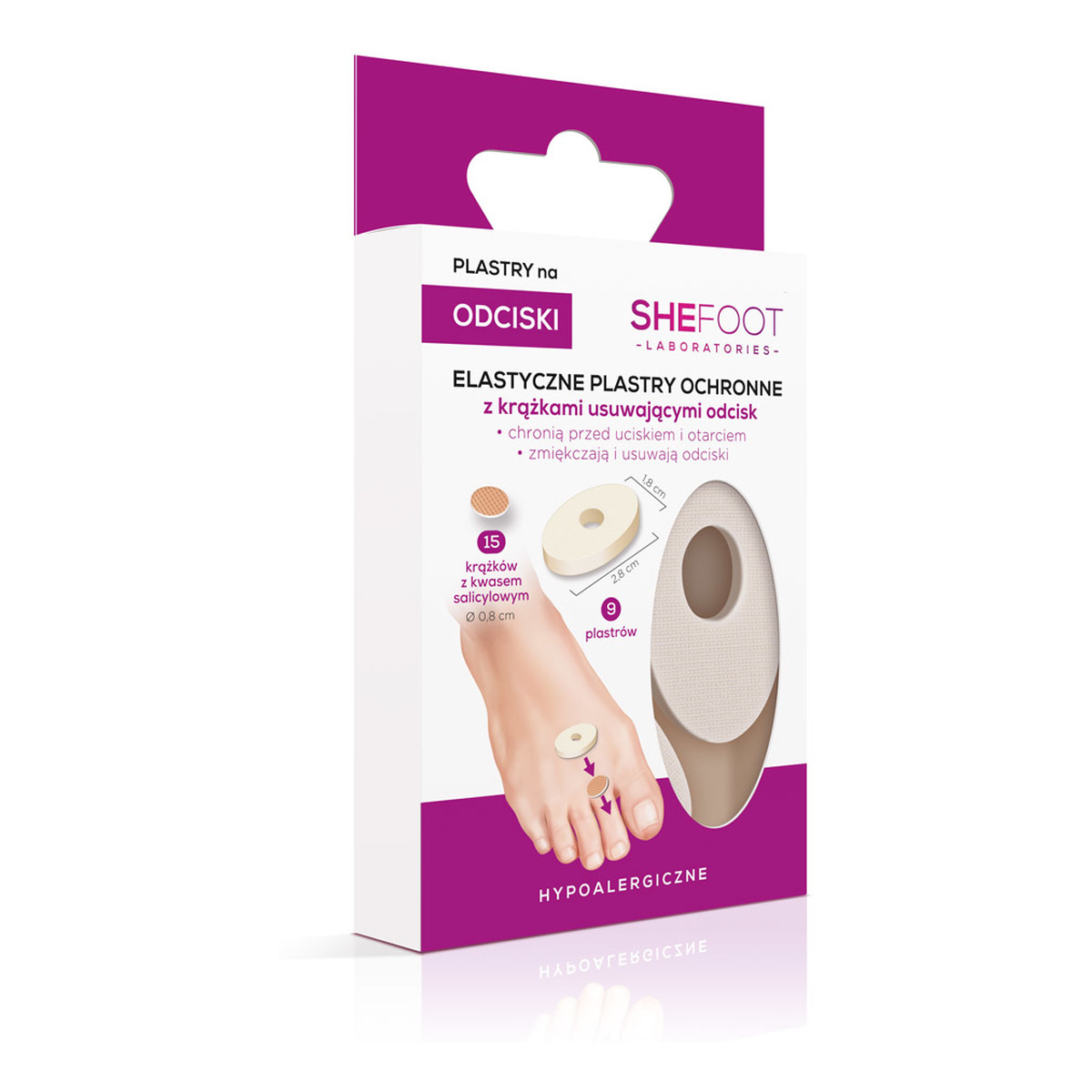 SheFoot Elastyczne Filcowe Plastry Ochronne z Krążkami Usuwającymi Odcisk 9 szt.
