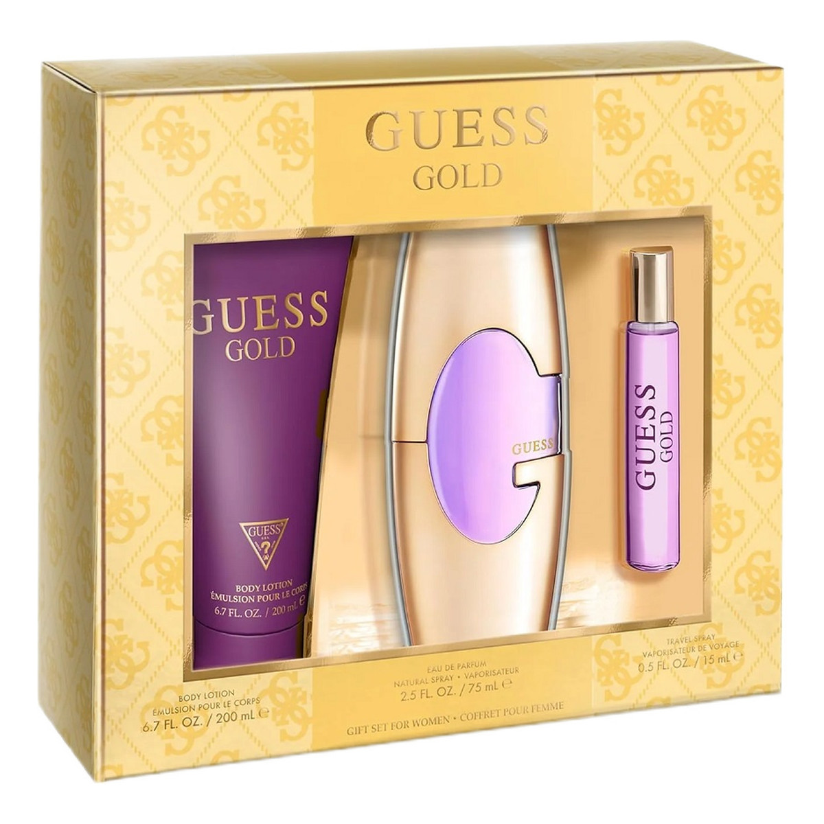 Guess Gold Woman Zestaw woda perfumowana spray 75ml + woda perfumowana spray 15ml + balsam do ciała 200ml