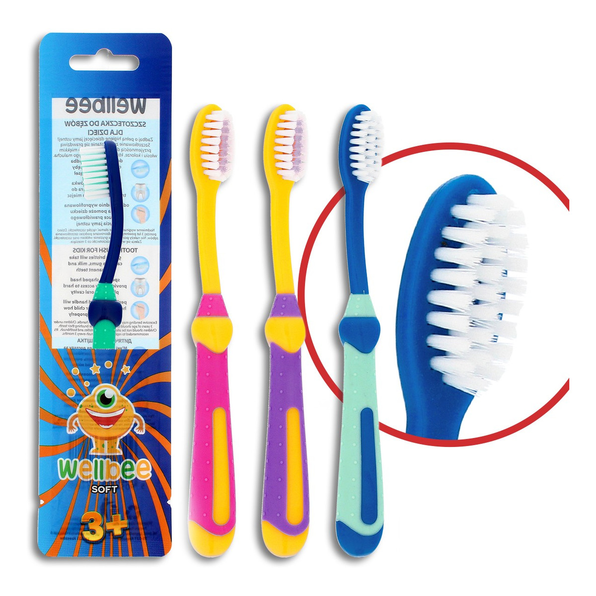 Wellbee Kids Szczoteczka dla dzieci (3+) Soft - mix kolorów