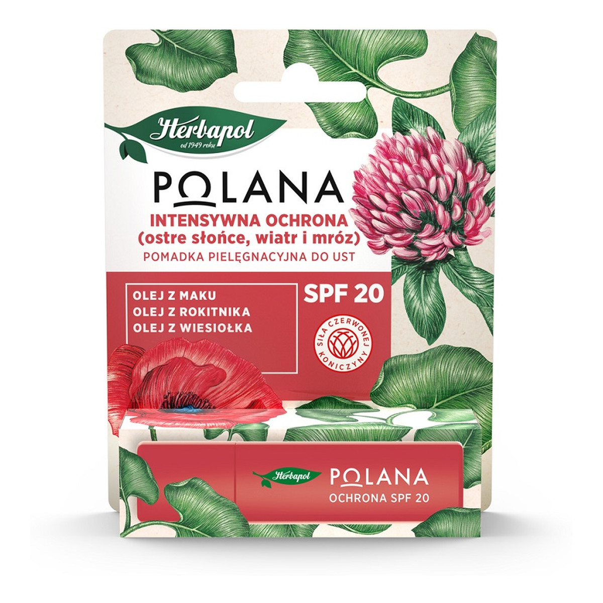 Herbapol Polana Intensywna Ochrona SPF20 pomadka pielęgnacyjna do ust 4.7g