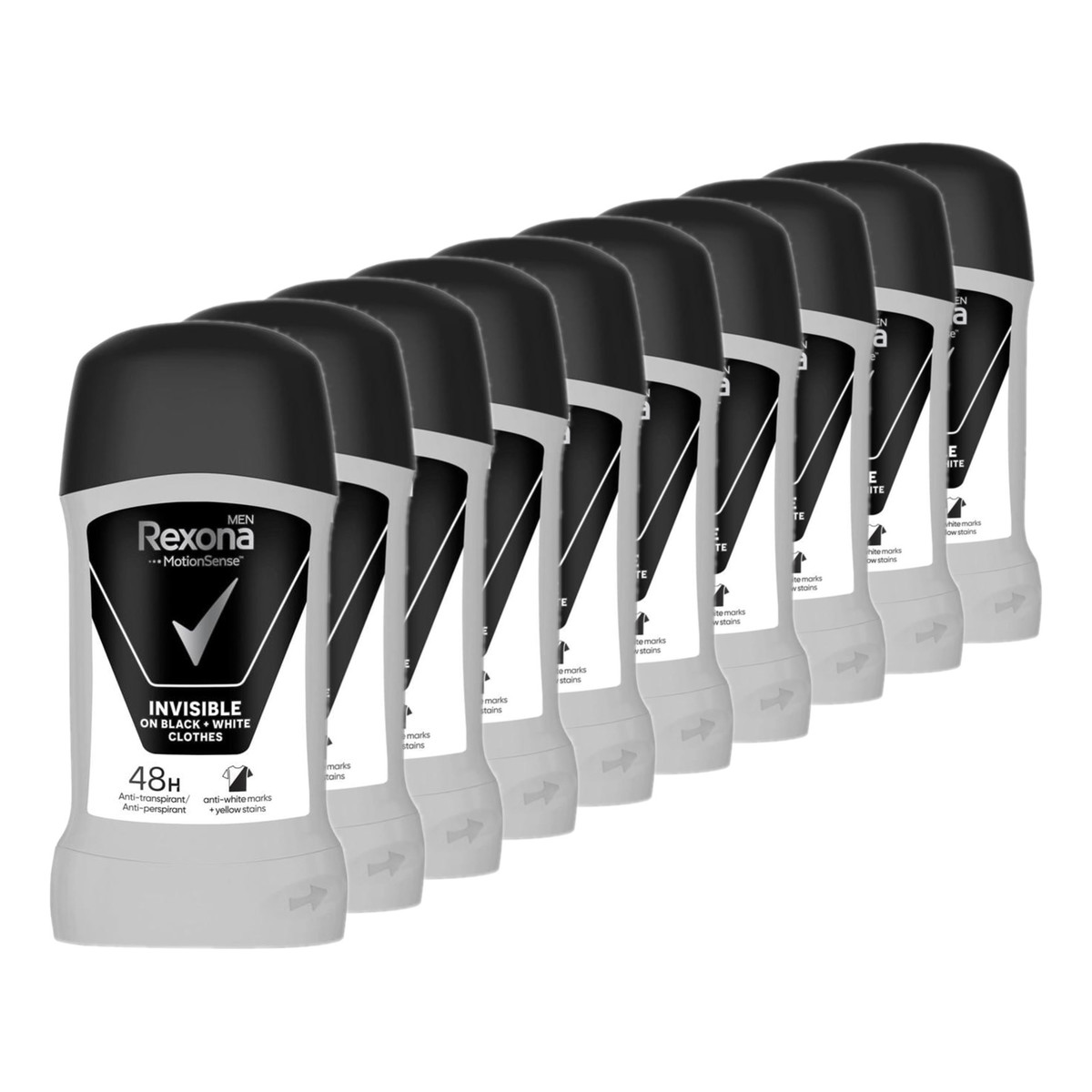 Rexona Invisible on black and white clothes Antyperspirant w sztyfcie dla mężczyzn 10x50ml