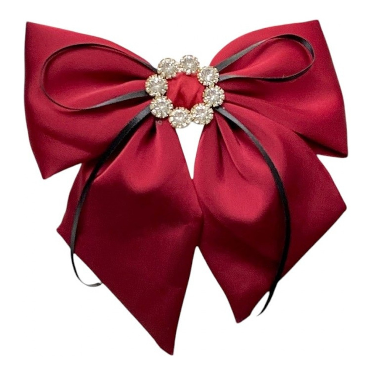 Ecarla Spinka do włosów kokarda z diamencikami bordowa xl sp441bor