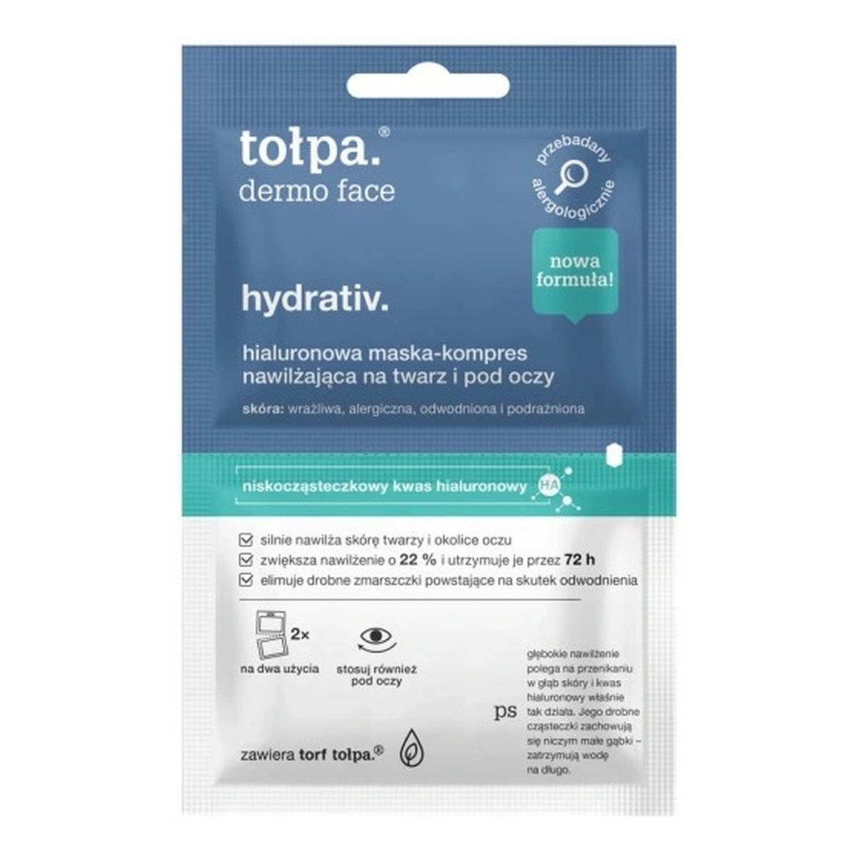 Tołpa dermo face hydrativ maska-kompres nawilżająco-odprężąjąca na twarz szyję i dekolt 2x6 ml 12ml