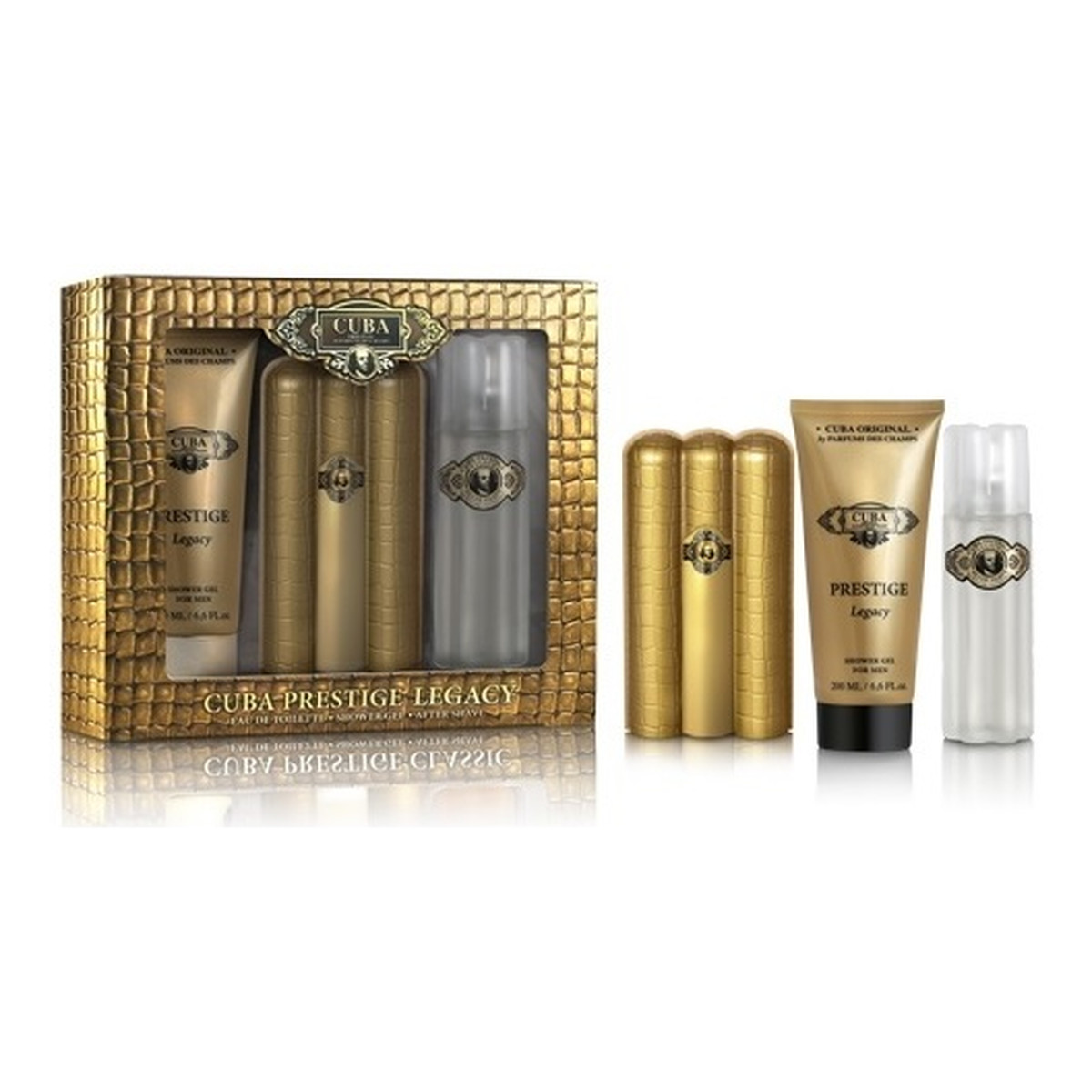 Cuba Prestige Legacy Zestaw woda toaletowa spray 90ml + żel pod prysznic 200ml + woda po goleniu 100ml