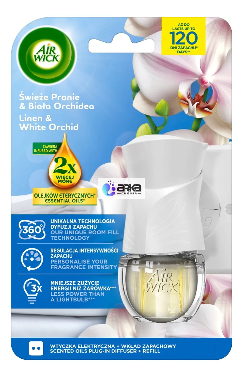 Elektryczny odświeżacz Świeże Pranie & Biała Orchidea