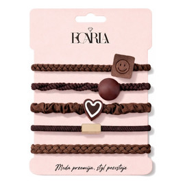 Zestaw frotek gumek 5w1 na plakietce brązowe serce smile gum185br