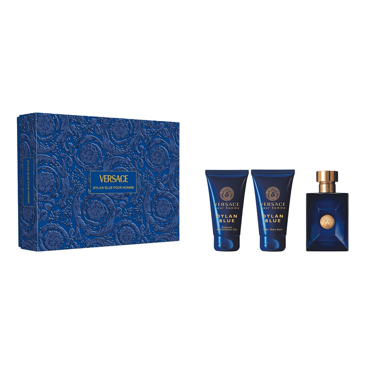 Versace Pour Homme Dylan Blue Zestaw woda toaletowa spray 50ml + balsam po goleniu 50ml + żel pod prysznic 50ml