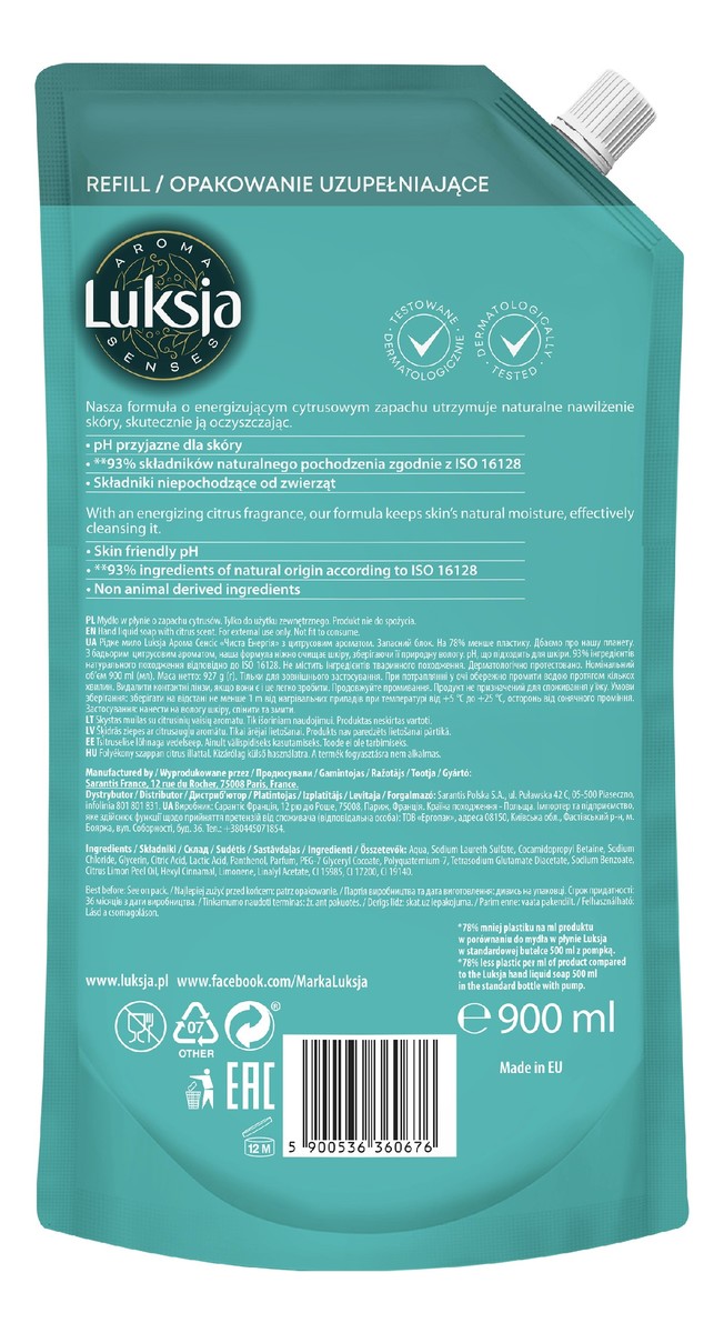 Purely Energzinig Pielęgnujące mydło w płynie o zapachu cytrusów