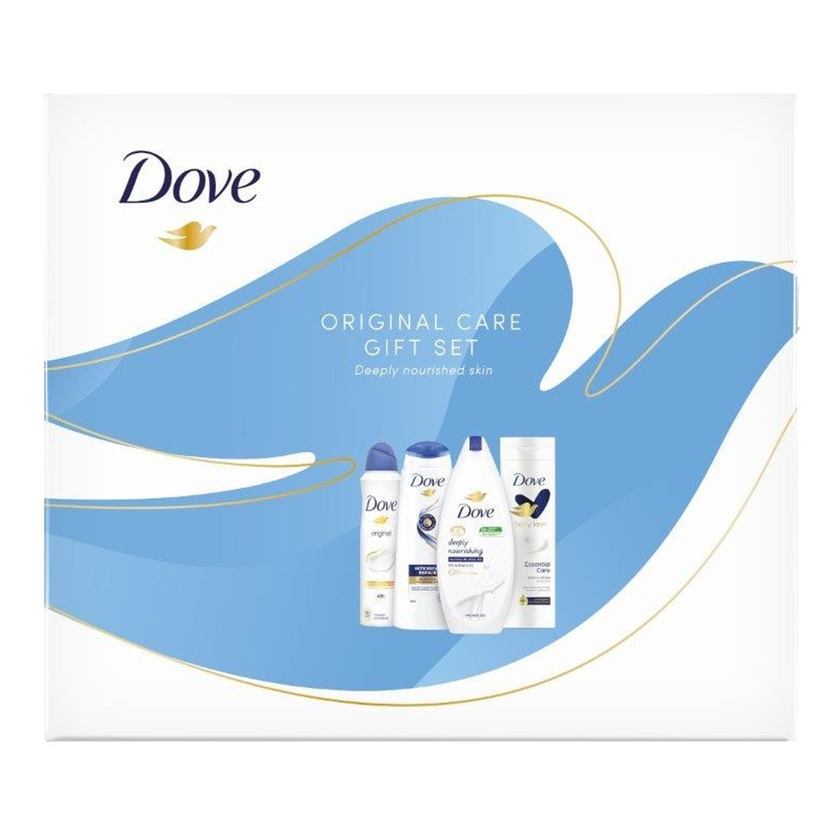 Dove Original Care Zestaw prezentowy deo spray + żel pod prysznic + balsam do ciała + szampon