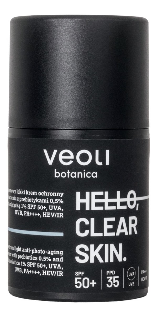 Krem ochronny przeciw fotostarzeniu z prebiotykami 0.5% i wąkrotą azjatycką 1% spf50+