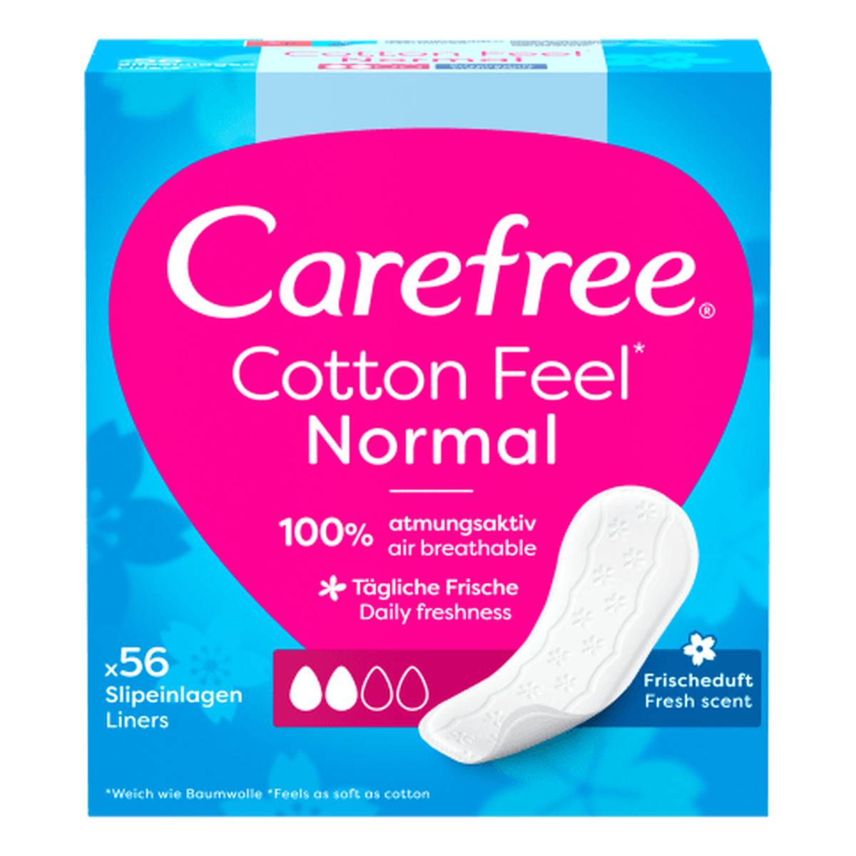 Carefree Cotton Fresh Wkładki higieniczne świeży zapach 56 sztuk