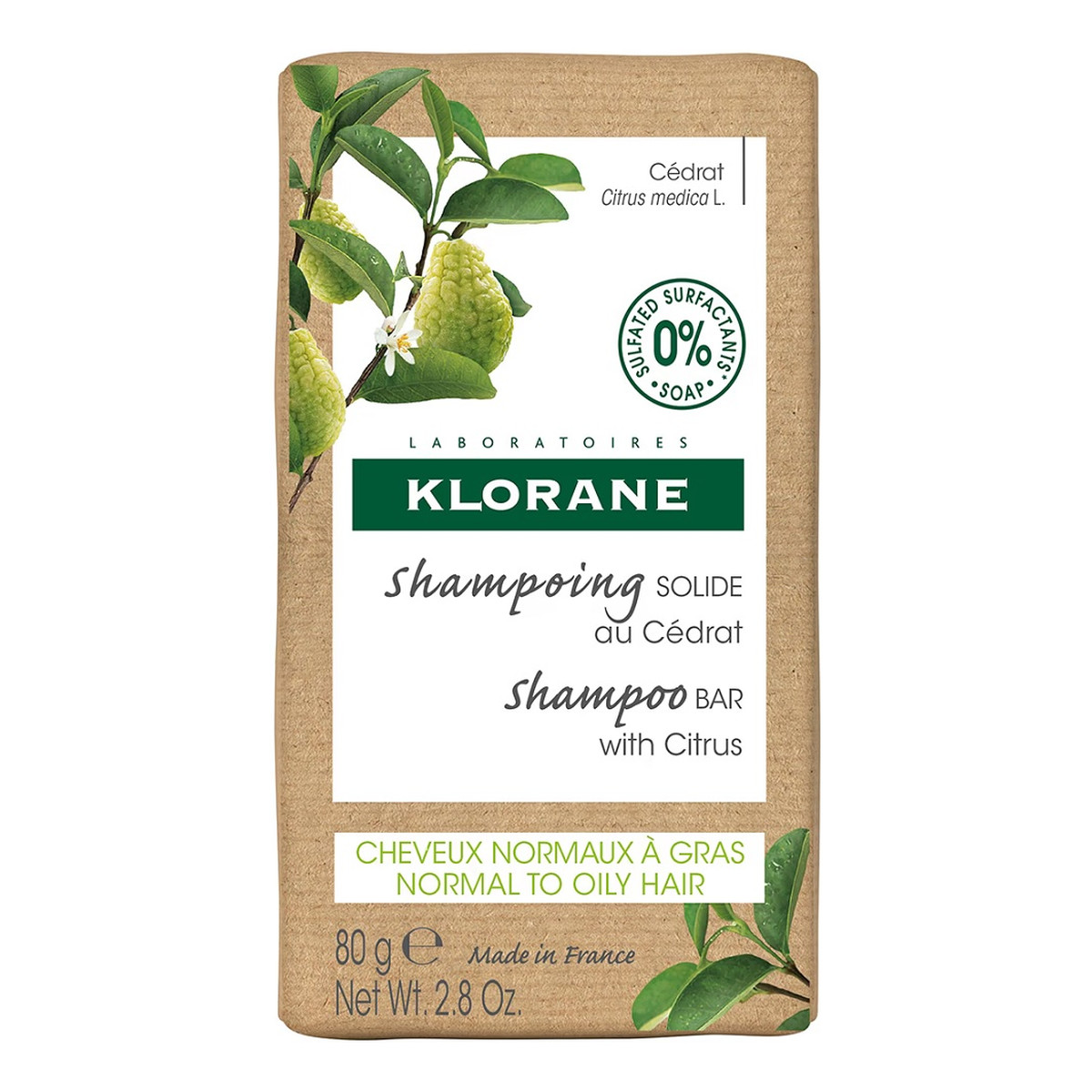 Klorane Solid shampoo szampon w kostce do włosów normalnych i przetłuszczających się 80g