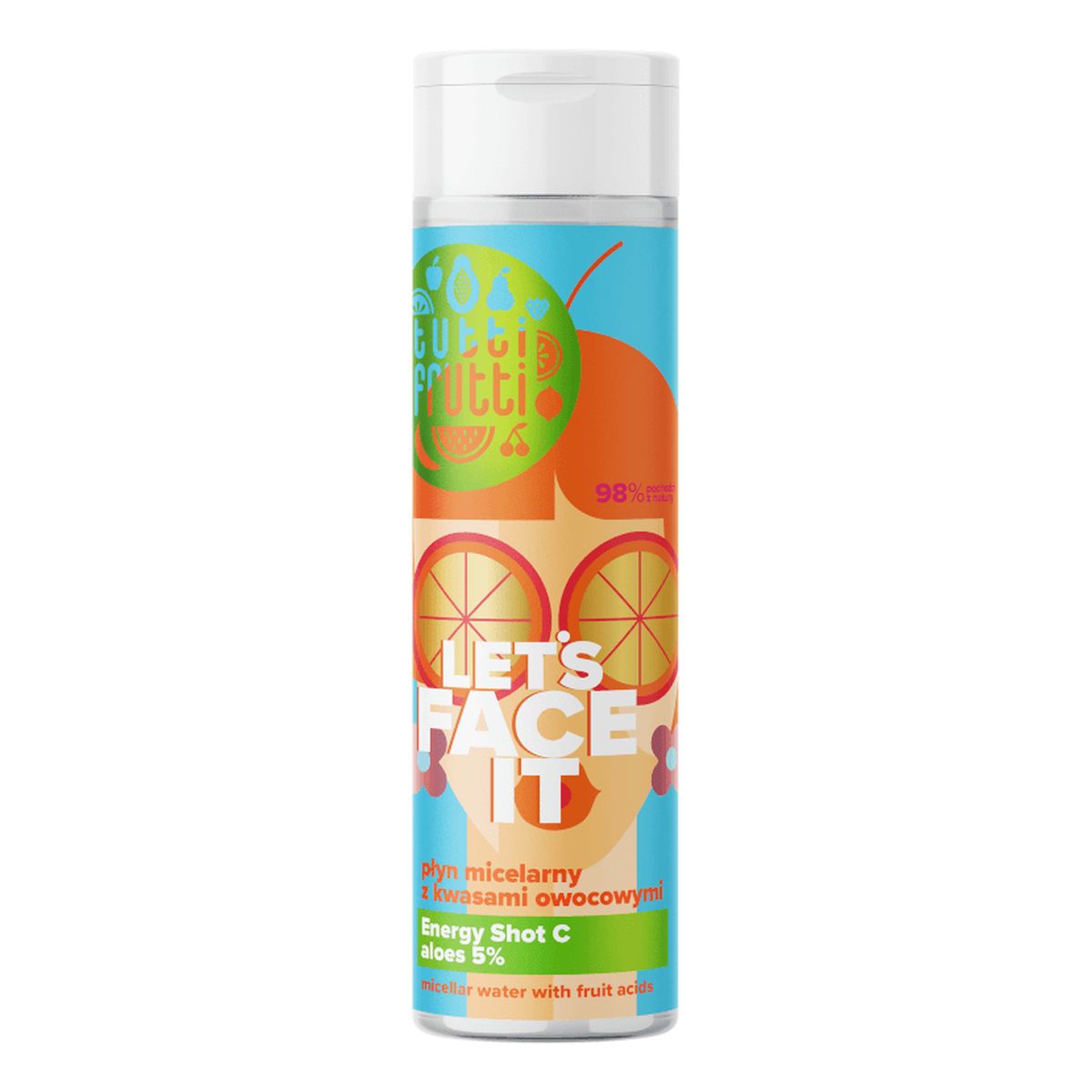 Farmona Tutti Frutti Let's Face It Oczyszczający Płyn micelarny z kwasami owocowymi i aloesem 5% + Energy Shot C 200ml