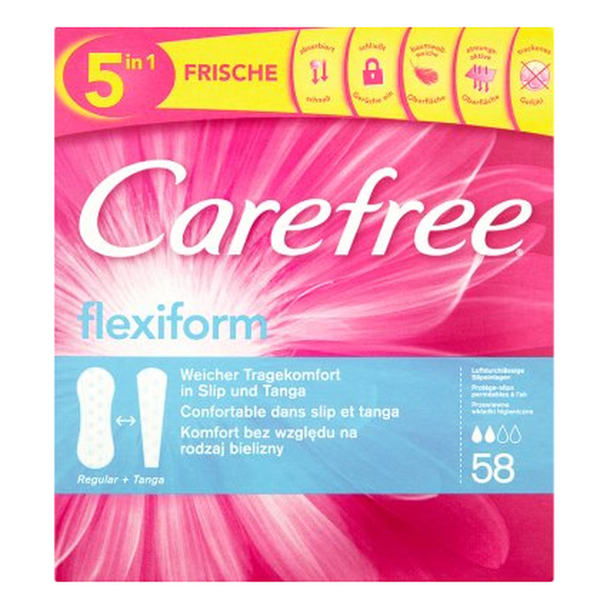 Carefree Flexiform Wkładki Higieniczne 58szt.