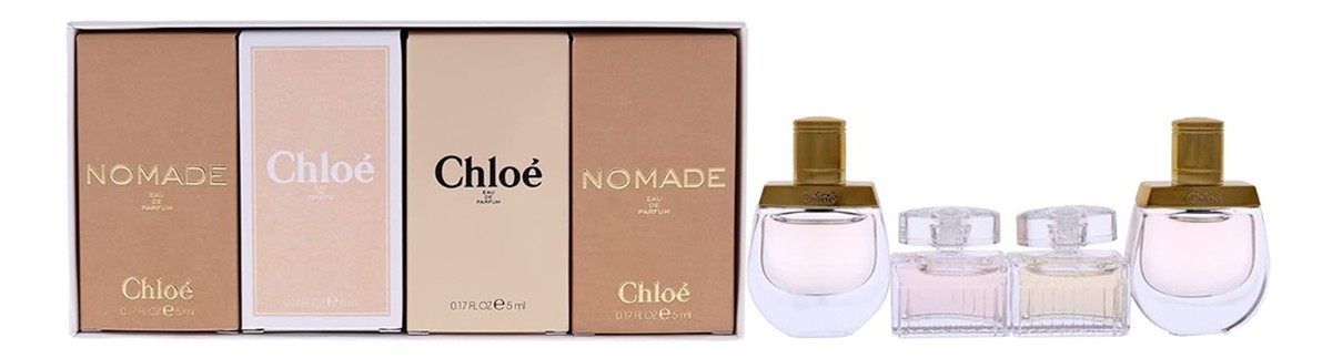 Zestaw nomade woda toaletowa 5ml + rose tangerine woda toaletowa 5ml+ chloe woda perfumowana 5ml+ nomade woda perfumowana 5ml