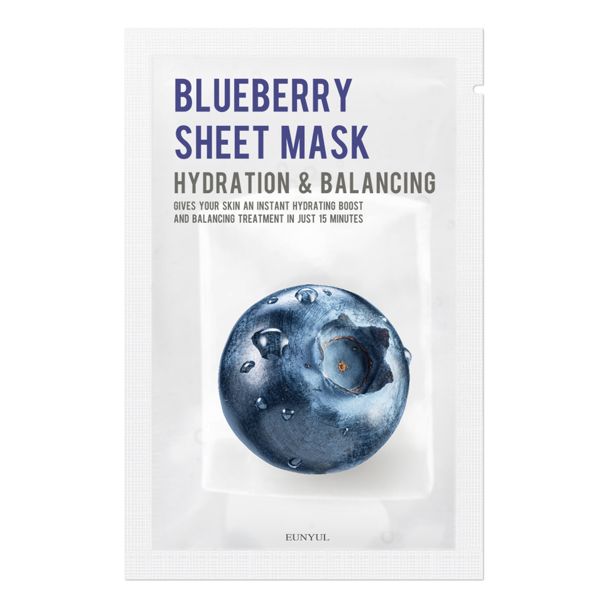 Eunyul Blueberry Sheet Mask Nawilżająca maseczka w płachcie z jagodami 22ml