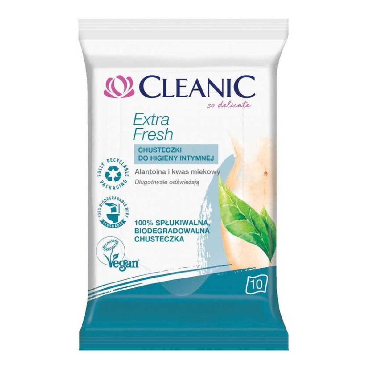 Cleanic Intimate Chusteczki Do Higieny Intymnej Intensive Care 10 szt. z Pantenolem i Kwasem Mlekowym