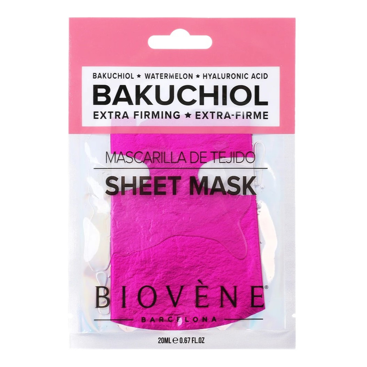 Biovene Bakuchiol extra-firming maska w płachcie z bakuchiolem i kwasem hialuronowym 20ml