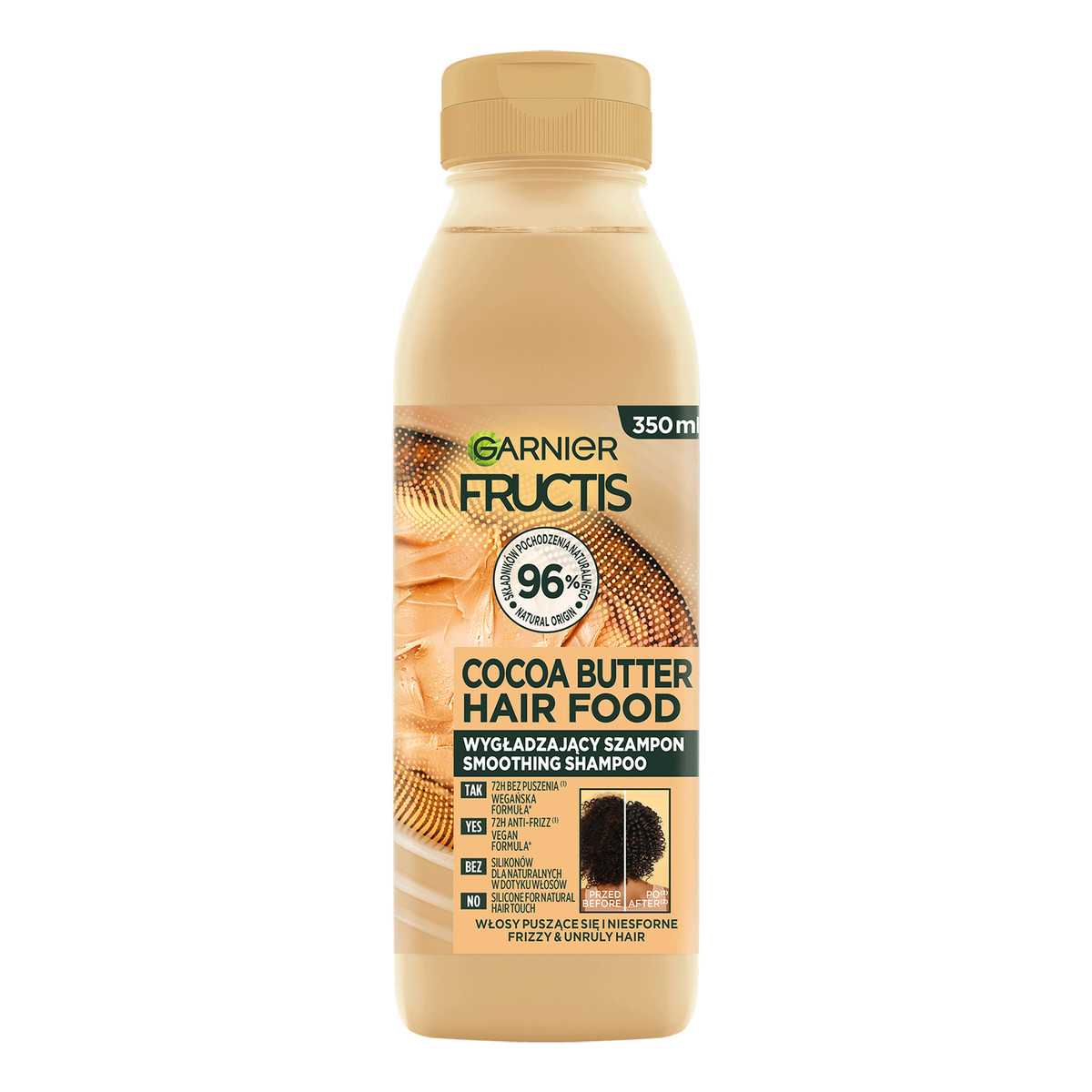 Garnier Fructis Cocoa Butter Hair Food Wygładzający szampon do włosów puszących się i niesfornych 350ml