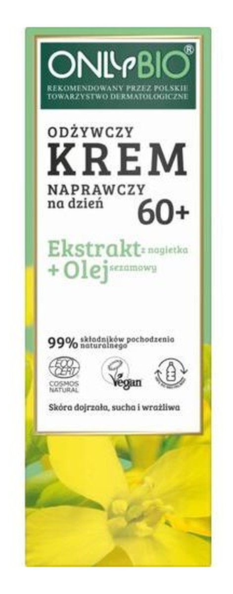 Odżywczy krem naprawczy na dzień 60+ ekstrakt z nagietka + olej sezamowy