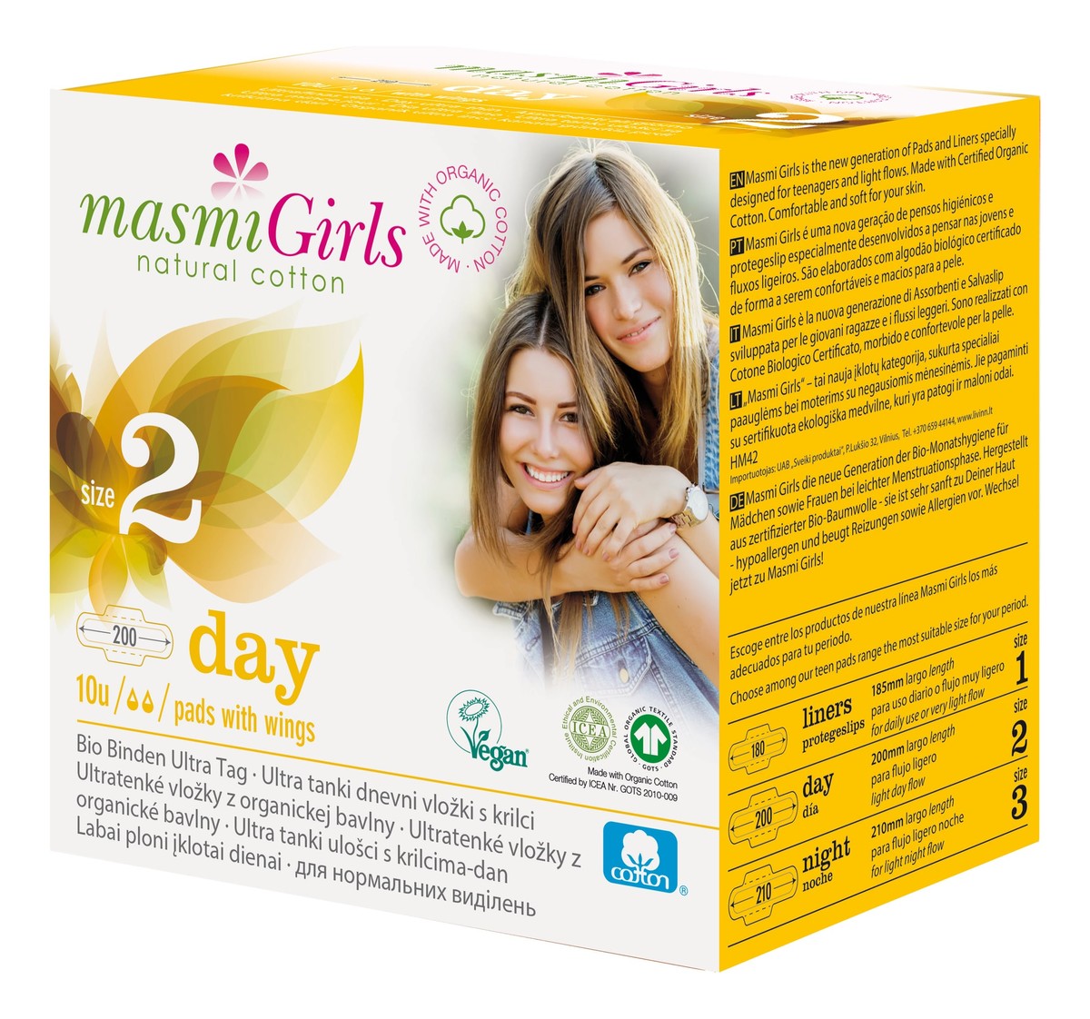 podpaski na dzień 100% bawełny organicznej 10 szt
