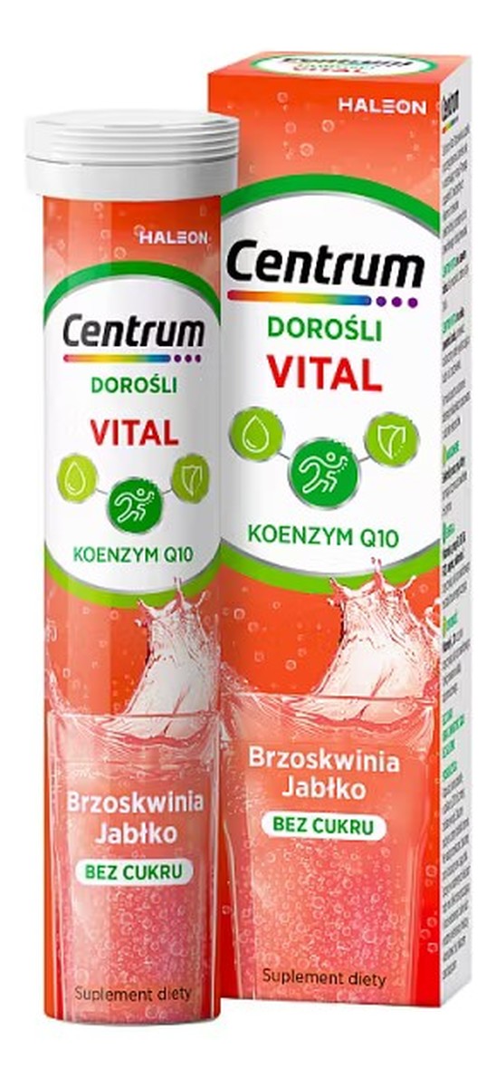 Dorośli suplement diety brzoskwiniowo-jabłkowy 20 Tabletek musujących